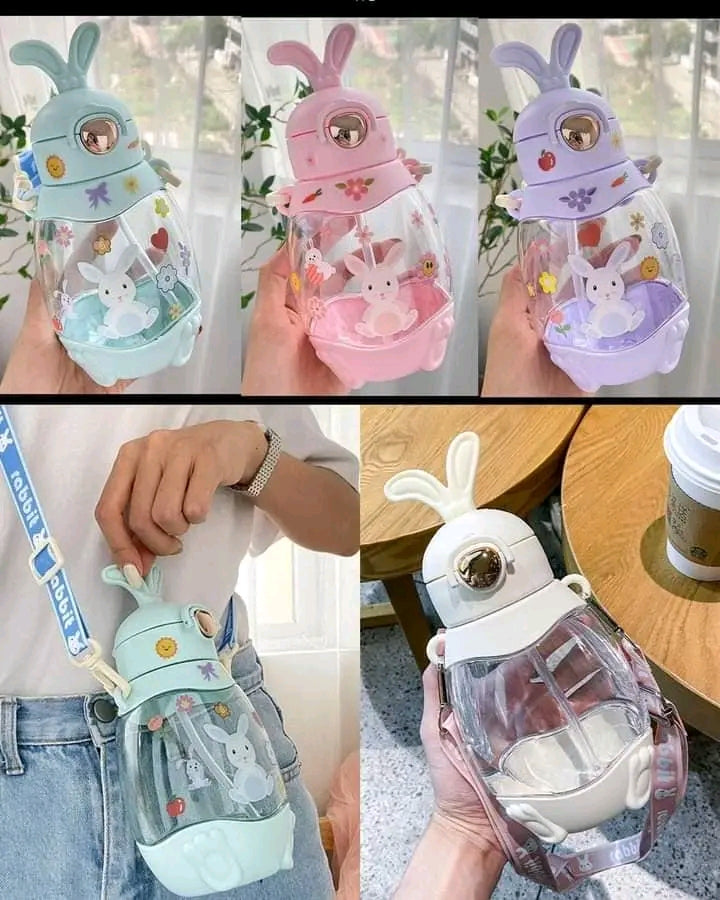 Sipper Bottle for Kids |Water bottle for Boys and Girls| BPA Free Bottle | Anti-Leak | Cute Design with Straw and Adjustable Shoulder Strap