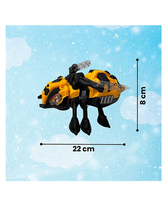 Insect Bee Crawling Toy with Universal Wheels, Mechanical Appearance, Lights, Music, and Simulated Flapping Wings - Interactive Crawling Insect Toy for Kids - Yellow