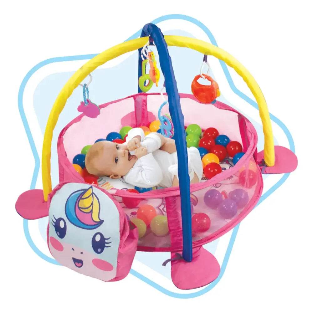 Itoys 3 in 1 baby gym unicorn with colorful balls and hanging toys for infant playtime