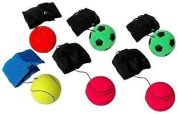 Set of colorful sports balls with black handles on a white background
