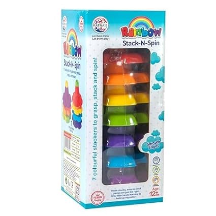 RATNA'S Rainbow Stack-N-Spin 7 Colourful Stackers Spinners Activity Toy for Babies, Infant & Preschool Toys.