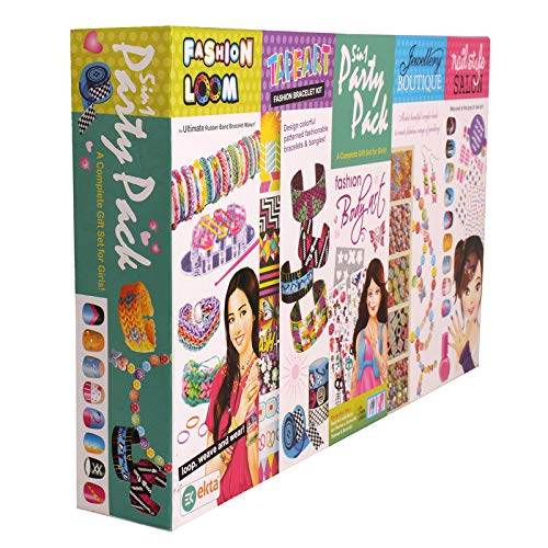 Ekta 5 in 1 party gift set for girls with fashion loom bracelets and jewelry making kits