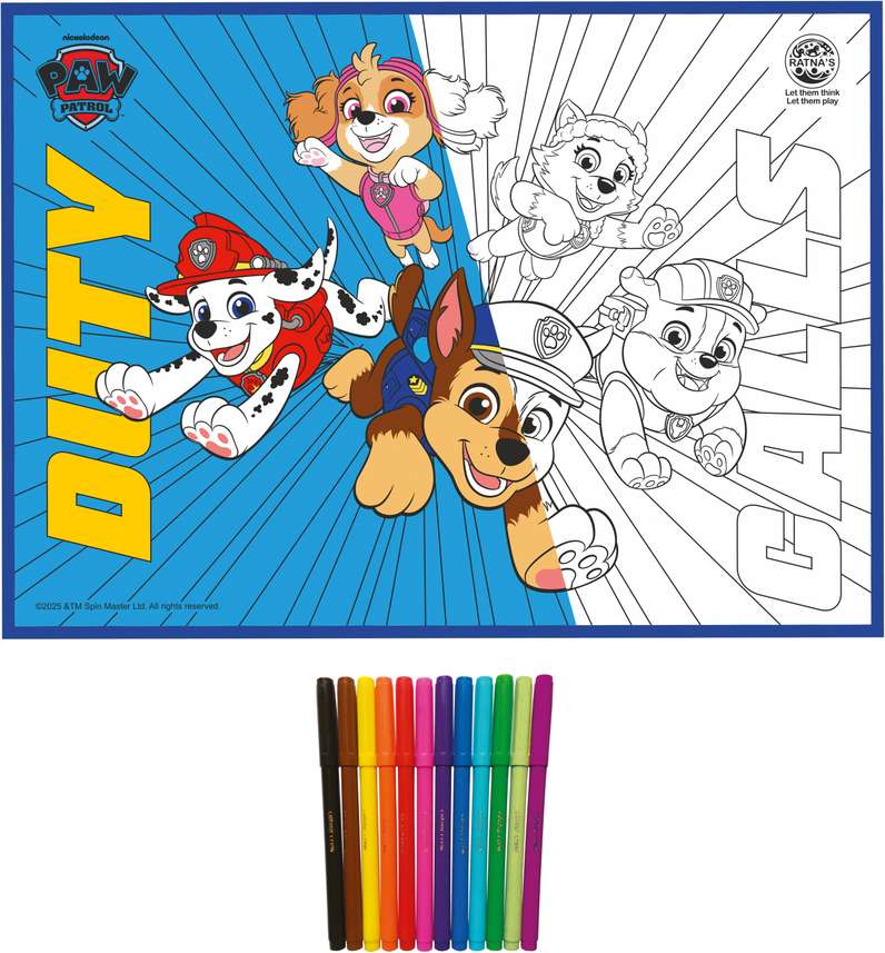 Coloring book with Paw Patrol characters