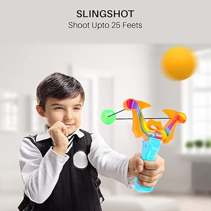 Ratnas Slingshot Pull Back Power Blaster Catapult Gulel Shooter Archery with Plastic Balls for Kids 5+ Years
