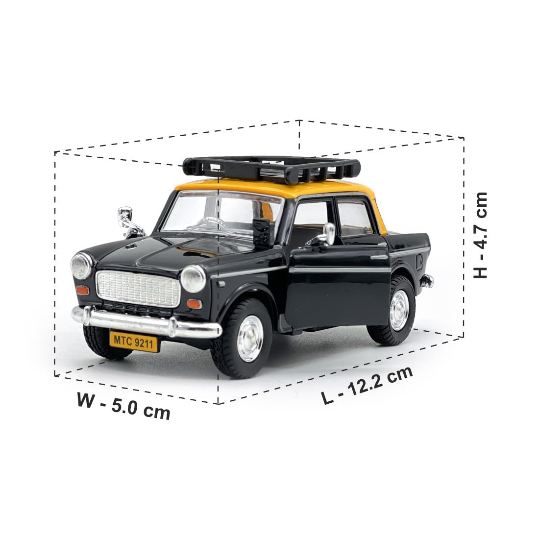 Toy Queen 70's Classic Taxi Toy car, Opanable frount Doors, Pull Back Action Toys