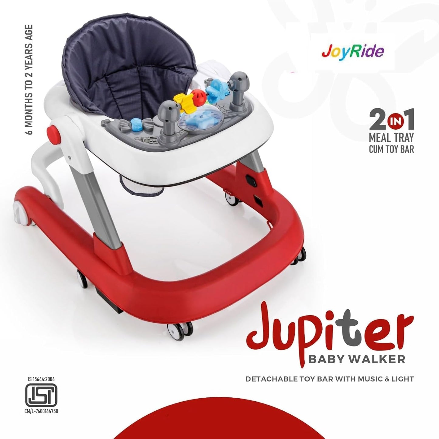 Walker Jupiter 3-in-1 Robust Baby Walker/Multifunction/Anti-o Shaped Leg/Height Adjustment/Anti-Fall/Music Box for Newborn/girl/boy/6-15months with SEAT