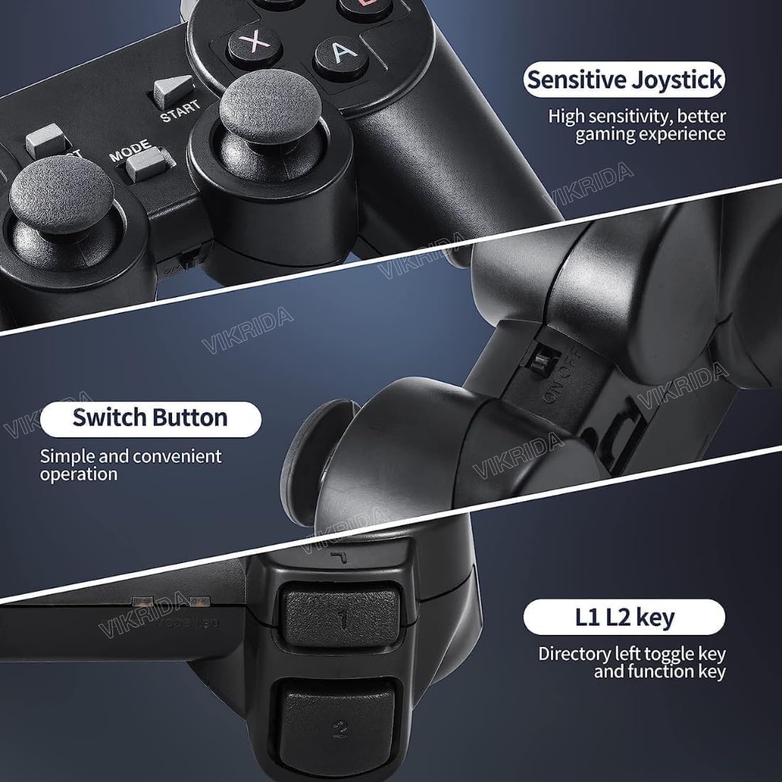 Close-up of a gaming controller with joystick