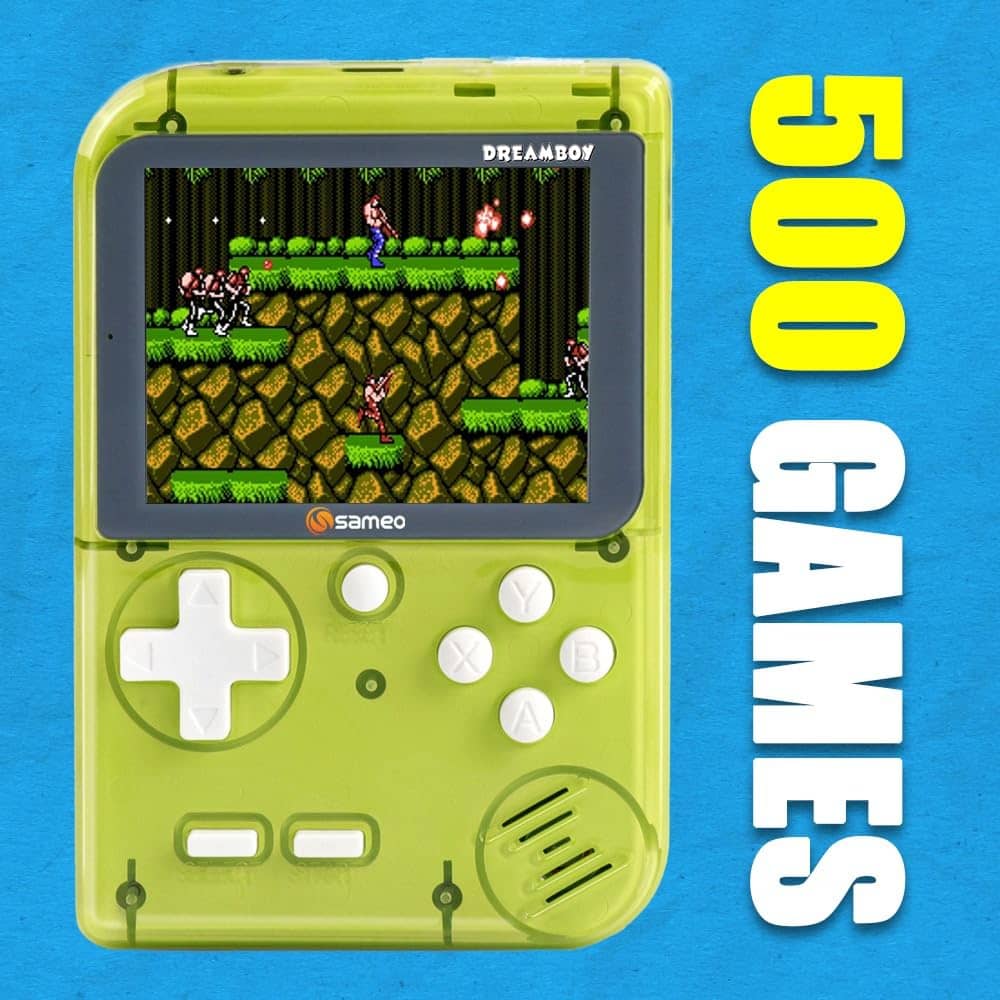 Sameo Handheld Video Game Console, Dreamboy Retro Mini Game with 500 Classic Retro Game TV Compatible for Kids, Rechargeable 8 Bit Classic (Ice Green)