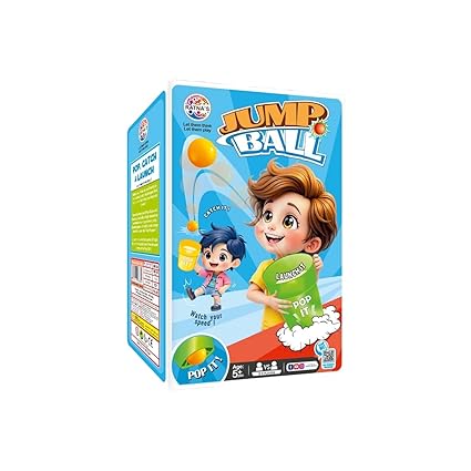 Ratna's Jump Ball Game Set, Pop It, Catch It & Launch It, Indoor & Outdoor Activity Game with 20 Cards, 16 Balls, 4 Cups, 8 Coasters, Ages 5+ Years