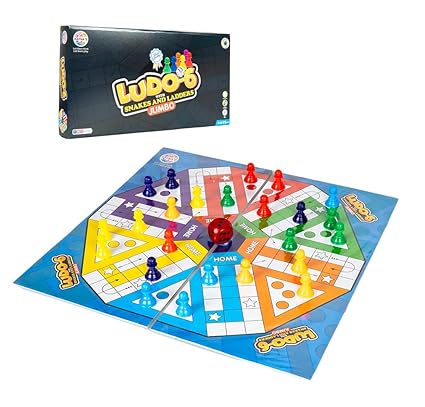 Ratna's Ludo-6 with Snakes & Ladders Jumbo Size Board Game, Double-Sided, Traditional Family Game