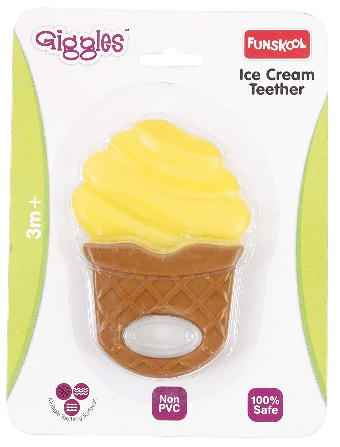 Funskool Giggles, Icecream Teether , Teether For Babies To Soothen Their Gums, Easy To Grasp,Hold And Chew, 3 Months & Above, Infant Toys