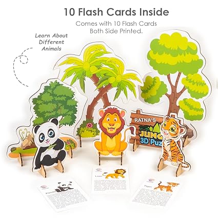 Ratna's Zoology to Create 3D Jungle with Printed Wooden Cutouts Learning & Educational Game for Kids & Toddlers