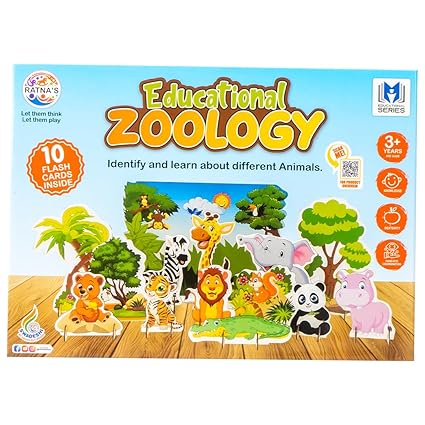 Ratna's Zoology to Create 3D Jungle with Printed Wooden Cutouts Learning & Educational Game for Kids & Toddlers