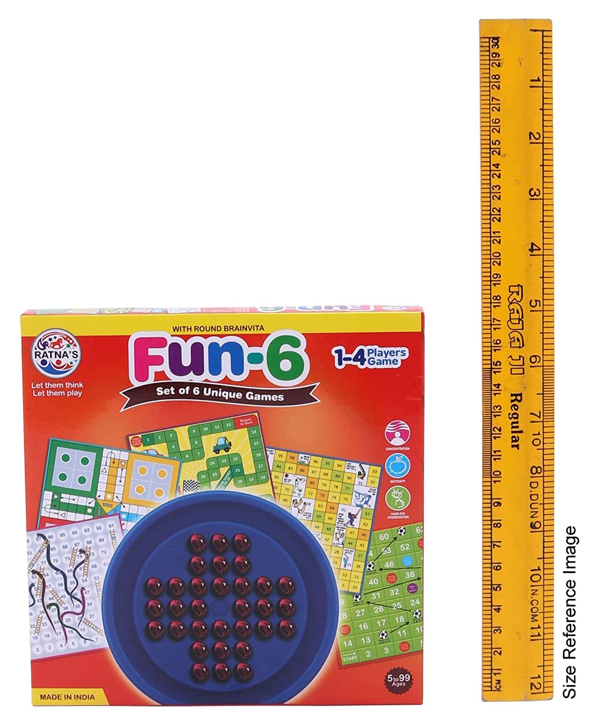 Ratna's Fun Brainvita Sankes & Ladders Ludo Game Multicolor - Set of 6