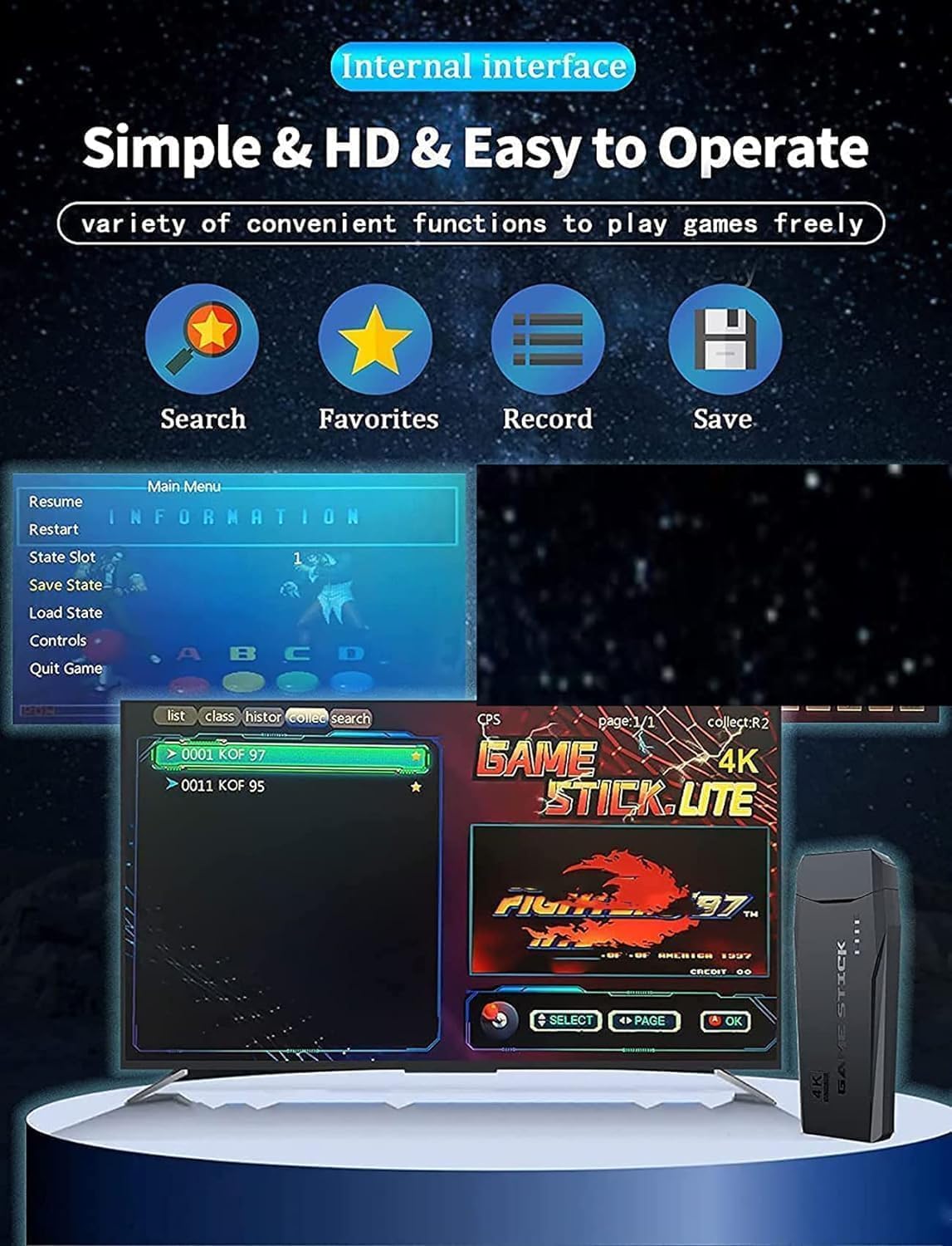 Game Stick Lite with gaming interface and features