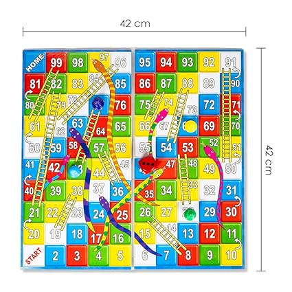 Ratna's Ludo-6 with Snakes & Ladders Jumbo Size Board Game, Double-Sided, Traditional Family Game