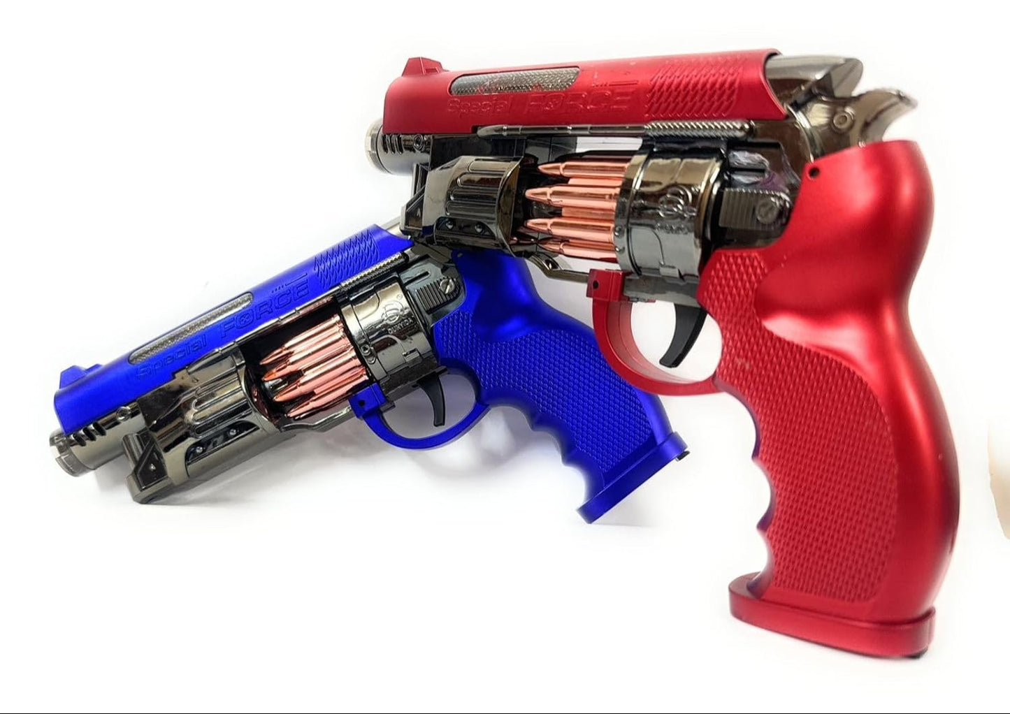 Toy Gun with 3 AA Batteries | Flash Light | Sound Effects | Moving Barrel | Revolving Bullet Cylinder | for Boys | Girls | Kids 3+ Years | Assorted Colour (Pack of 1)