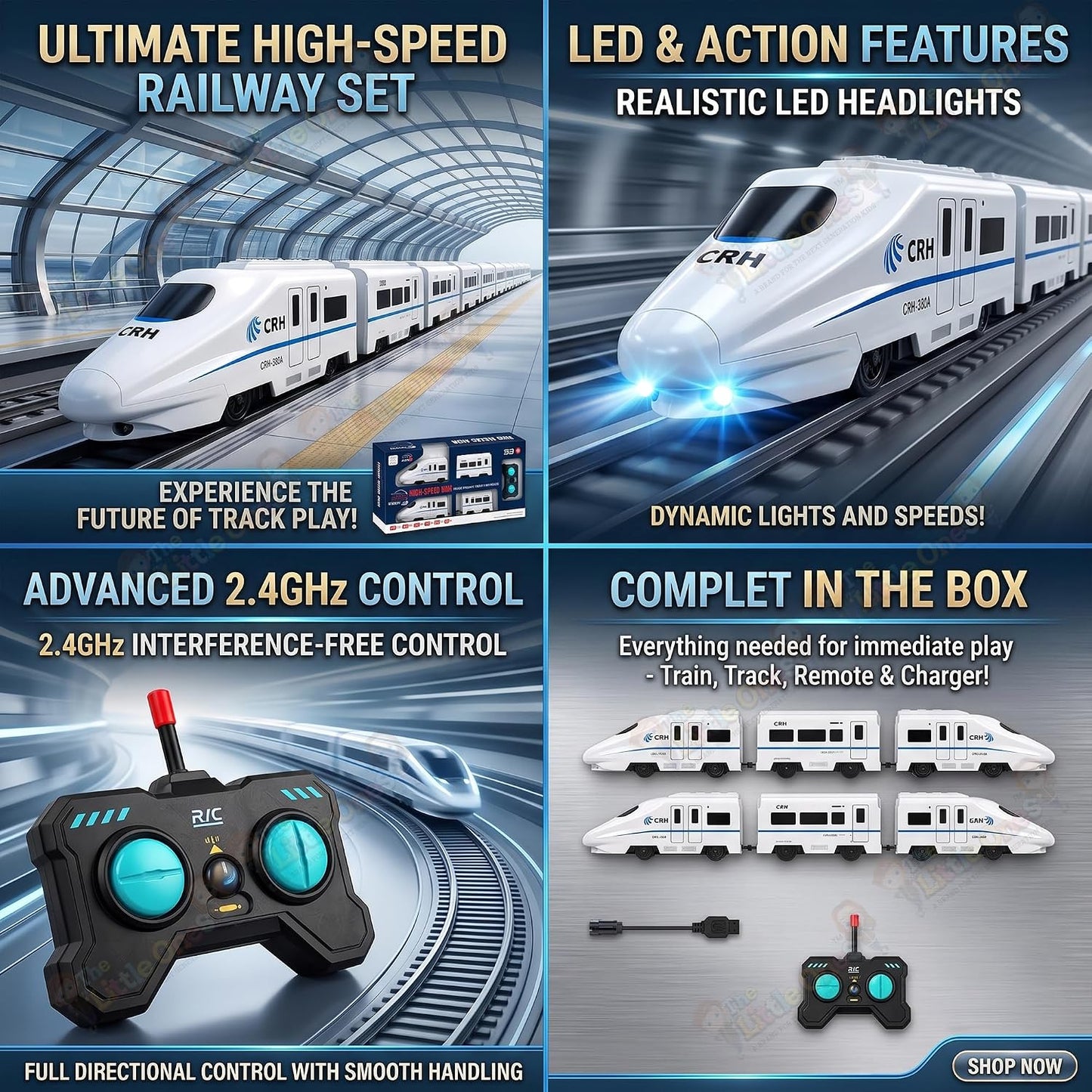 The Little Ones Remote Control Train Set - RC Toy Train with Track Set for Kids Boys & Girls Train Set Toys with Light Sound & Spray Flashing Light,...