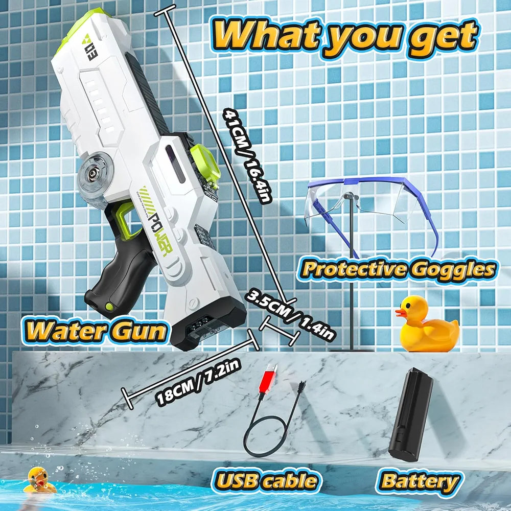 Electric Water Gun for Adults Kids,Powerful Automatic Squirt Gun with Light,High Powered Water Blasts,Auto Refill Long Range,Pool Party Swimming Outdoor Summer Toy Game for Boy Girl