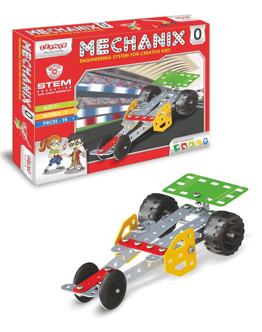 Mechanix STEM engineering system for creative kids with toy car and packaging