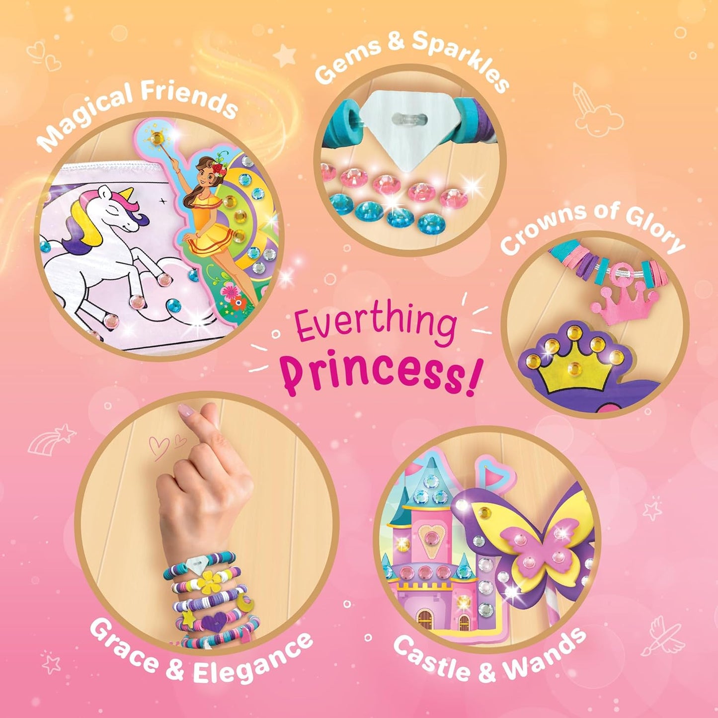 Imagimake Princess Craft Kit | 10 Mess-Free Activities | DIY Flat Bead Bracelets