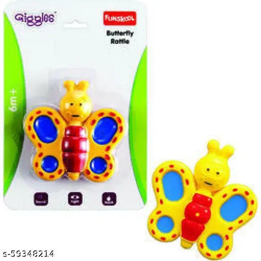 Funskool Giggles, Butterfly Rattle, Colourful Smilling Butterfly, Delightful rattling sound, 6 months and above
