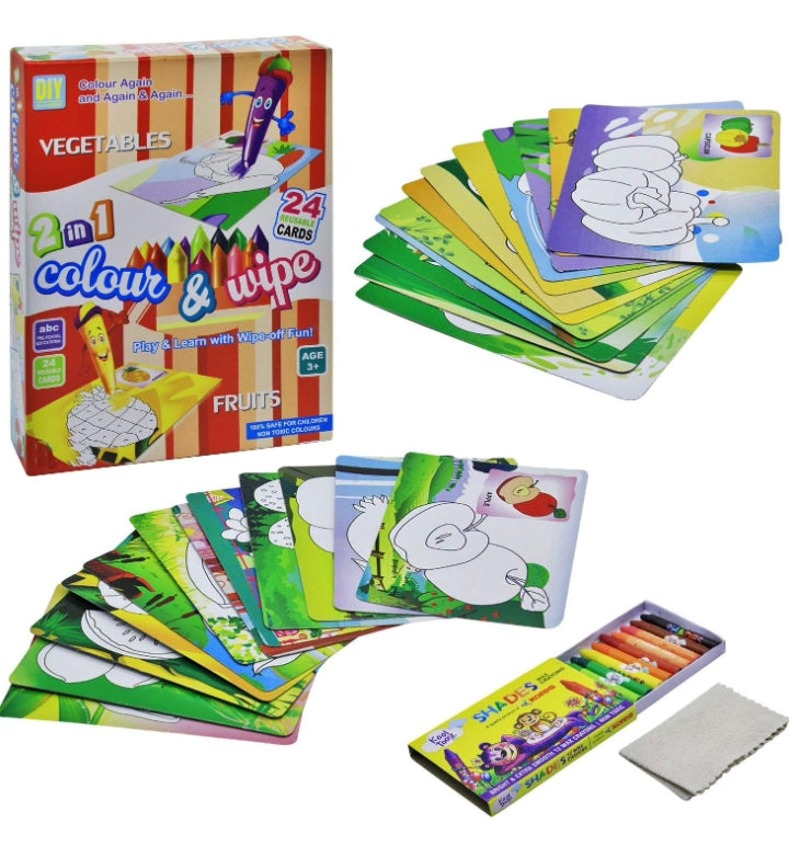 2 in 1 Colour & Wipe reusable DIY activity sketch game for age 3 Years and older