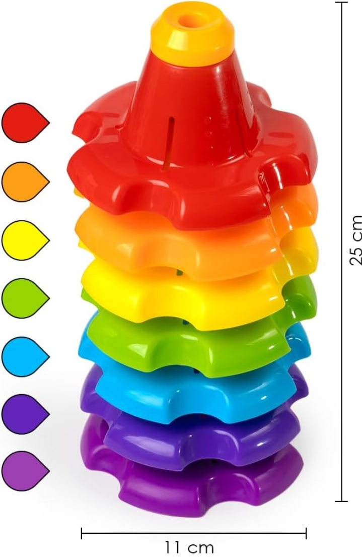 RATNA'S Rainbow Stack-N-Spin 7 Colourful Stackers Spinners Activity Toy for Babies, Infant & Preschool Toys.