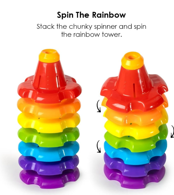 RATNA'S Rainbow Stack-N-Spin 7 Colourful Stackers Spinners Activity Toy for Babies, Infant & Preschool Toys.