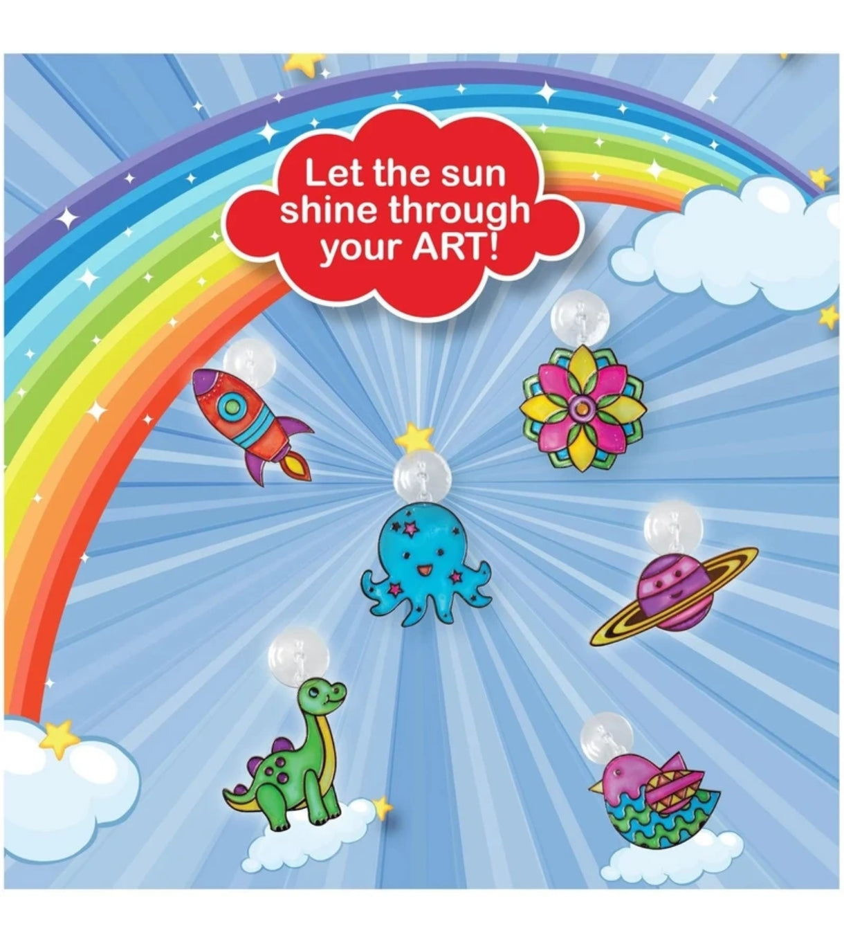 Funskool Handycrafts Sun Catchers, Suncatchers of 6 Attractive Designs, Toys for Kids, Art and Craft Kit, DIY Kit for Kids, Ages 6 Years and Above, Multicolour