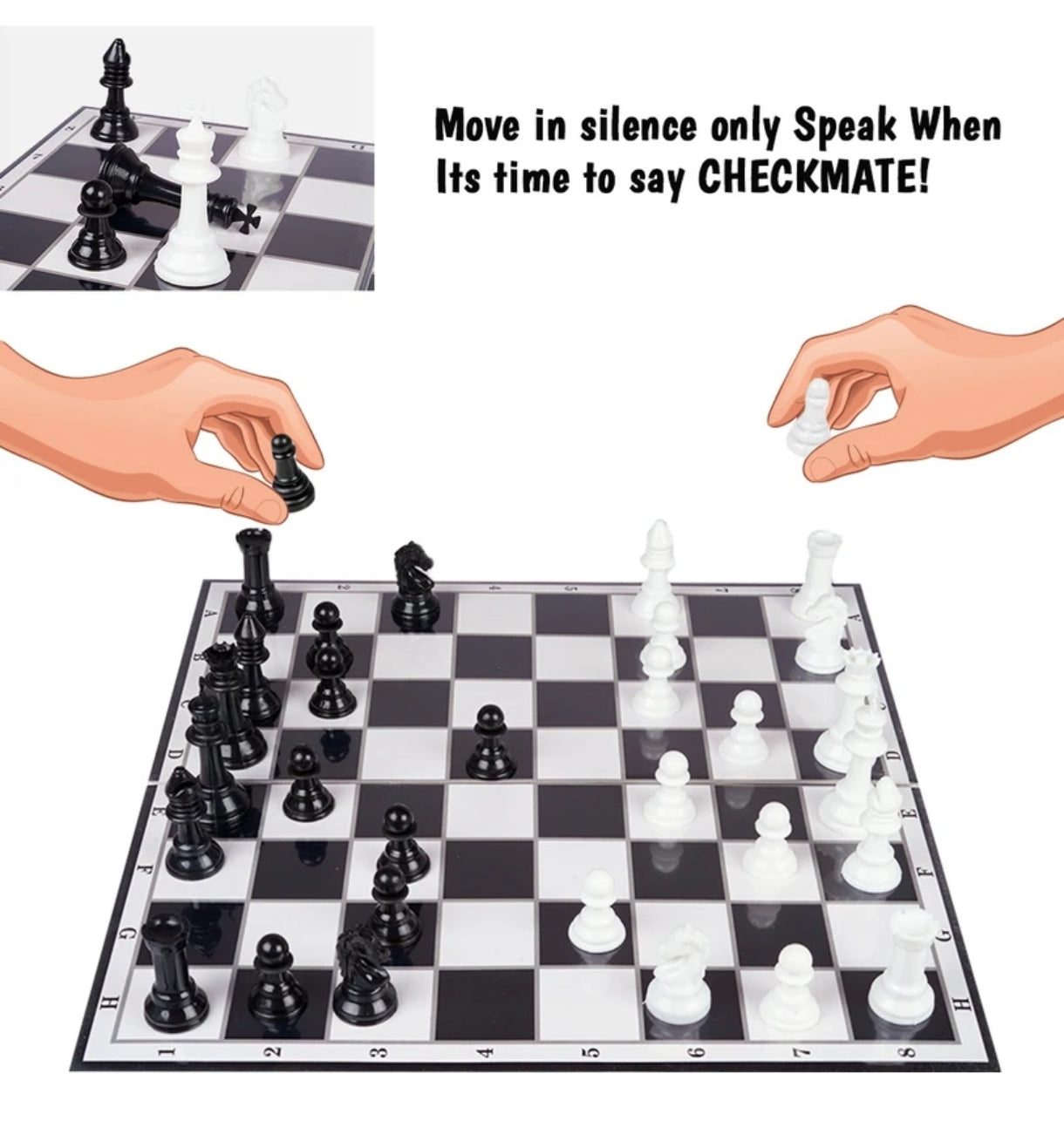 Ratna's Emperor Chess Set Board Game with Folding Chess Board and Black & White Chessmen's for Kids & Adults