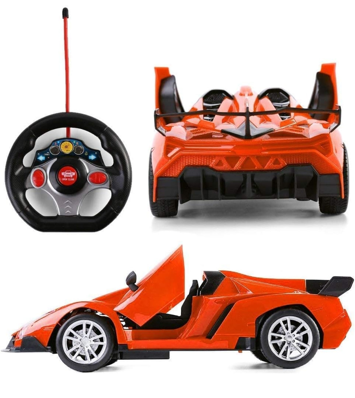 Orange toy car with a remote control