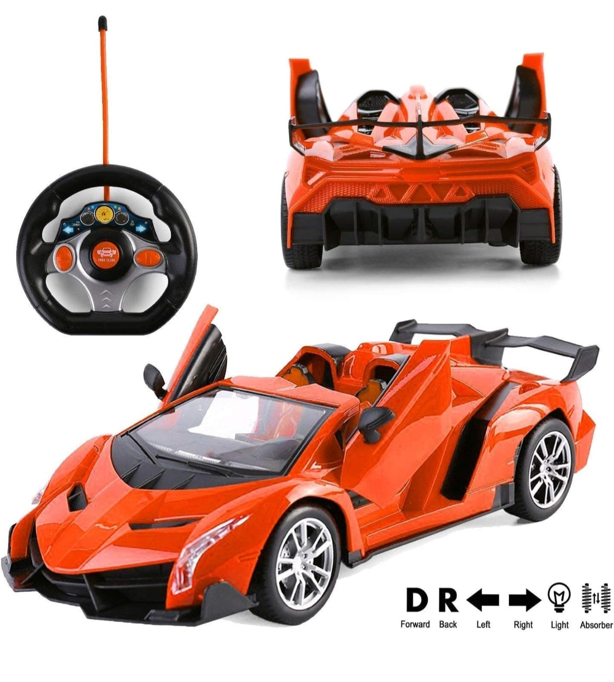 Orange toy sports car with remote control