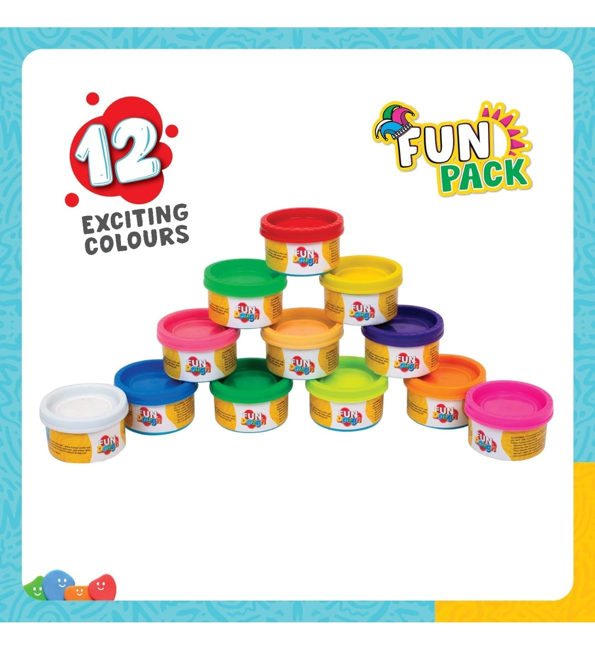 Set of colorful play dough containers