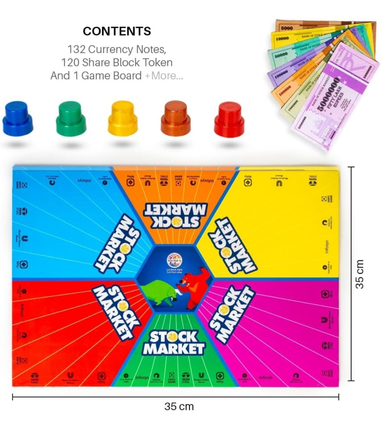 Board game set with components and dimensions