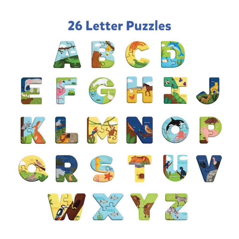 The Animal Alphabet | Fun & Educational 52 Piece Jigsaw Puzzle (ages 3-6)