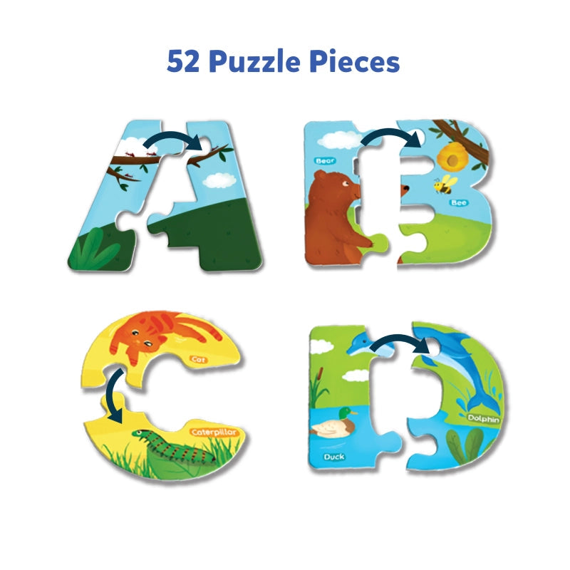 The Animal Alphabet | Fun & Educational 52 Piece Jigsaw Puzzle (ages 3-6)