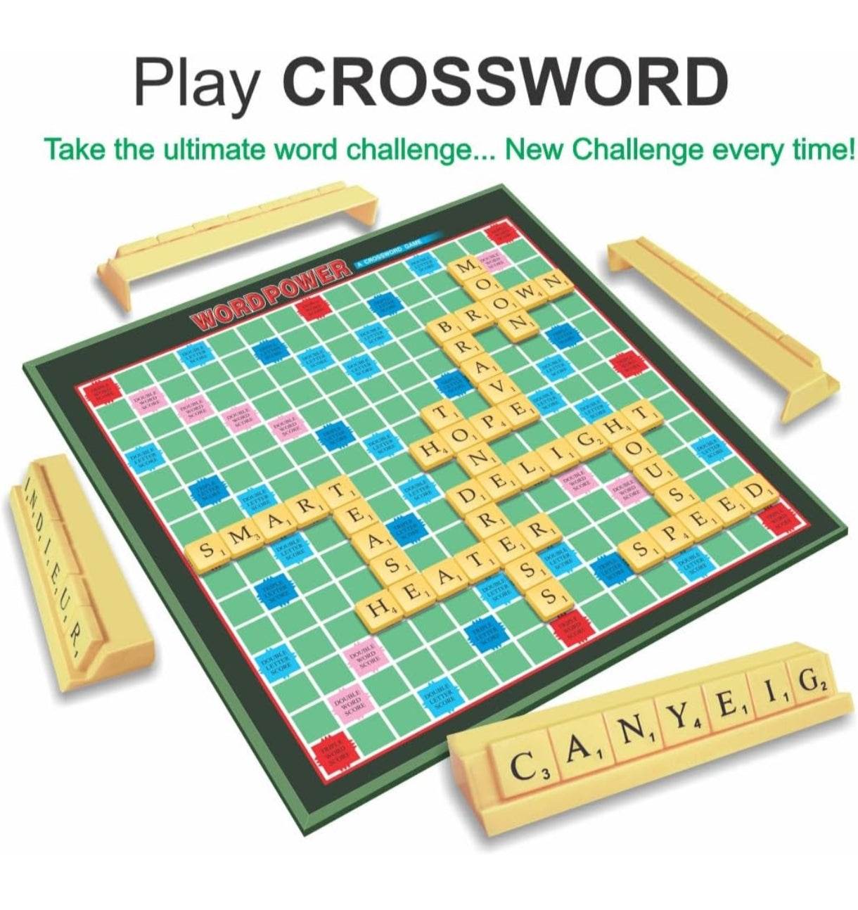 All The Best word board game crossword style with letter tiles and game racks on a green board