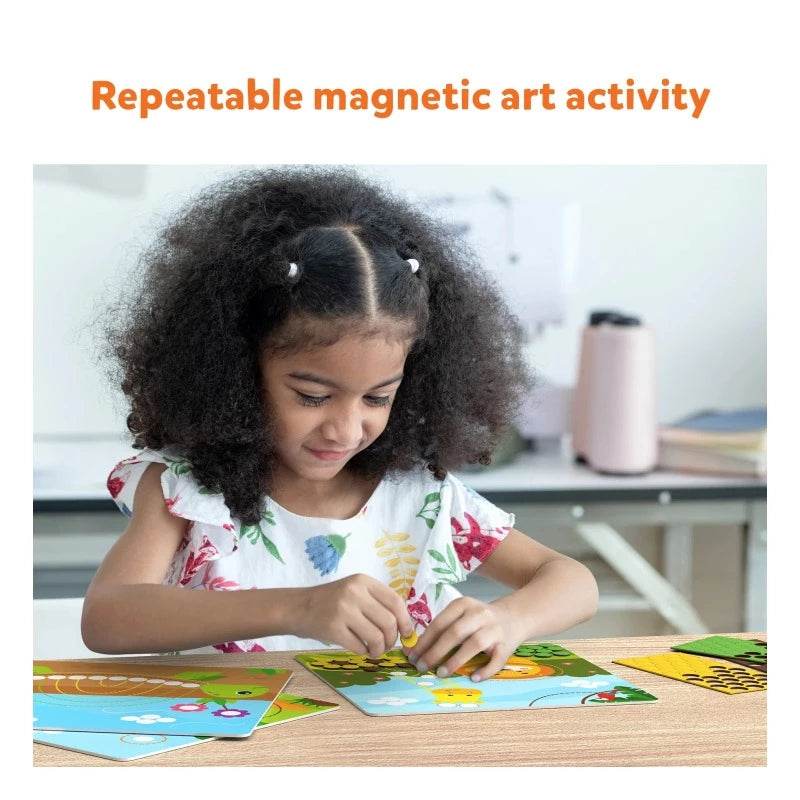 Child playing with animal planet magnetic toy repeatable magnetic art activity from Education games