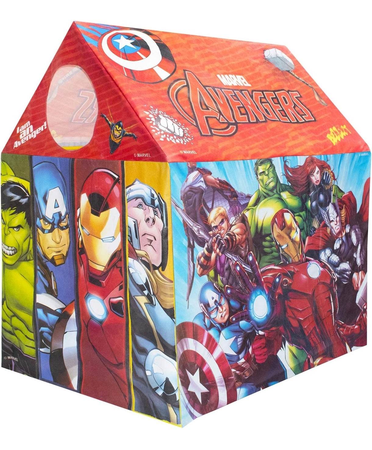 Marvel Avengers play tent for kids featuring Hulk Captain America Iron Man and Thor graphics