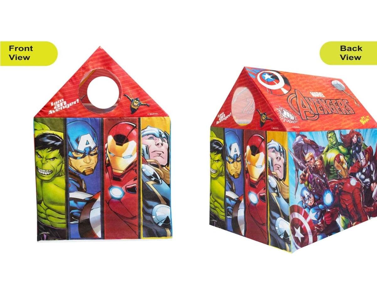 Avengers play tent for kids featuring Hulk Iron Man Captain America and Thor with vibrant superhero graphics