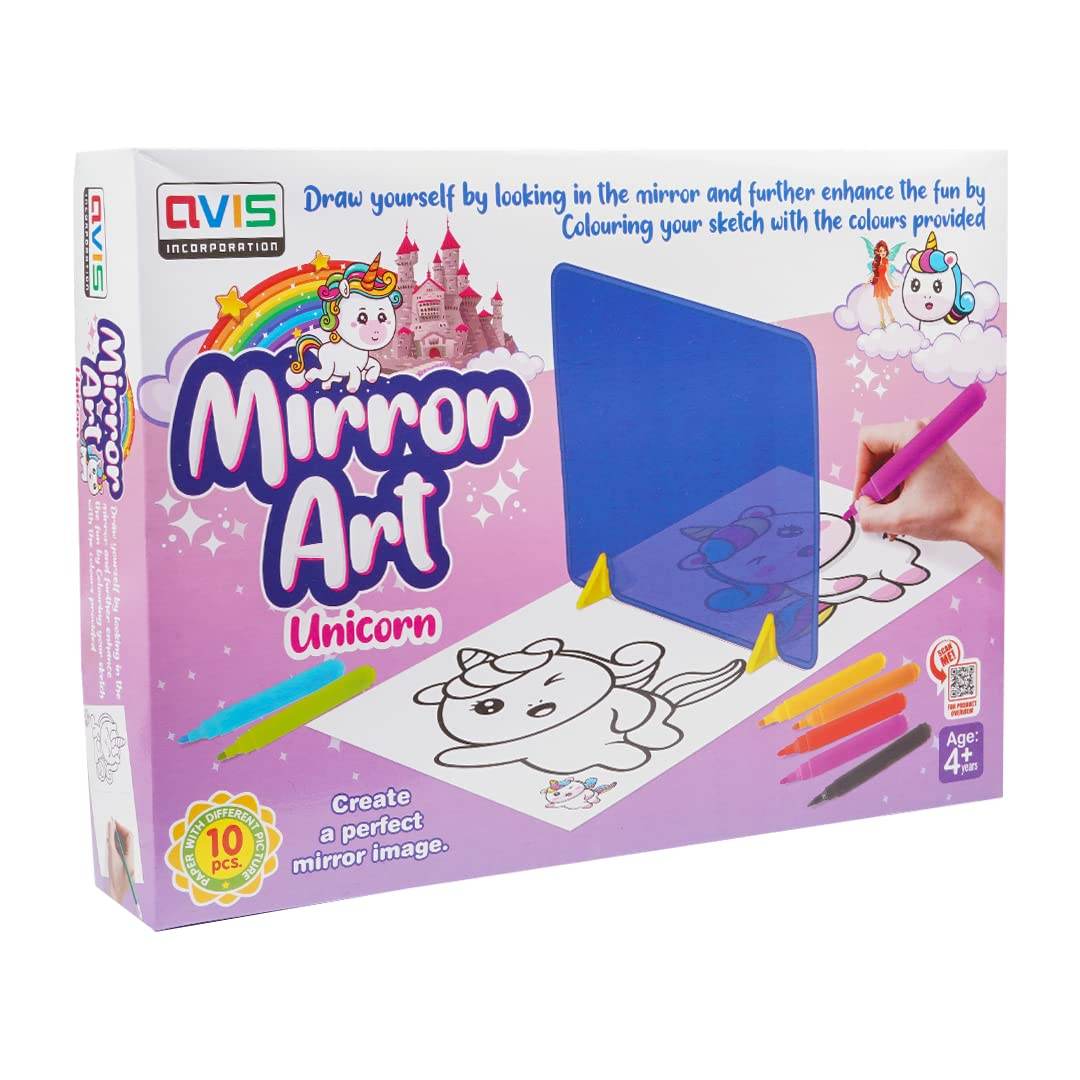 Unicorn art and craft kit for kids with mirror art drawing and coloring supplies