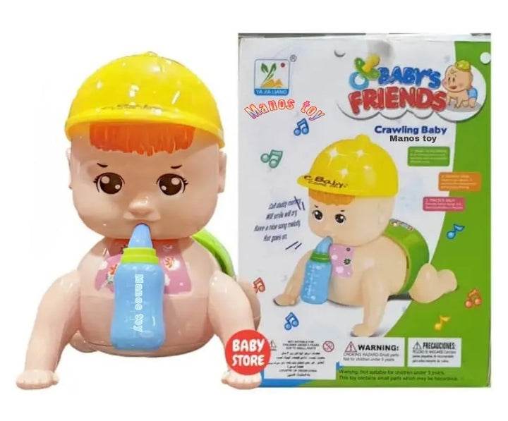 Crawling baby toy for 6 months with yellow helmet and blue bottle from T-Rex the toyland Sitamarhi