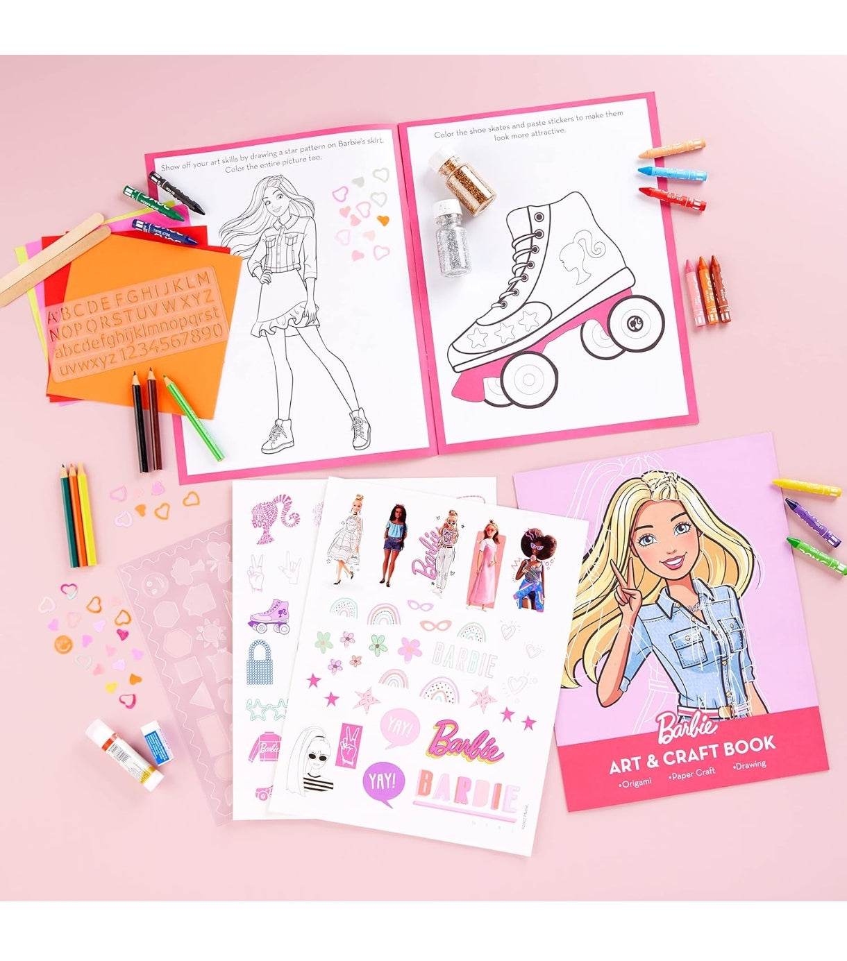 Barbie creative activity kit for kids with coloring pages stickers crayons and art supplies