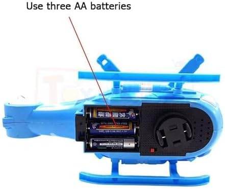 Battery operated helicopter toy by T-Rex The Toyland showing battery compartment requiring three AA batteries