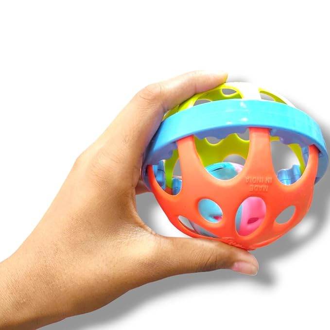 Biggie Ball Baby Rattle Toy – Multi-Coloured Sensory Toy for Infants – Safe & Lightweight, Ideal for Babies 3+ Months - T-Rex the toyland Sitamarhi