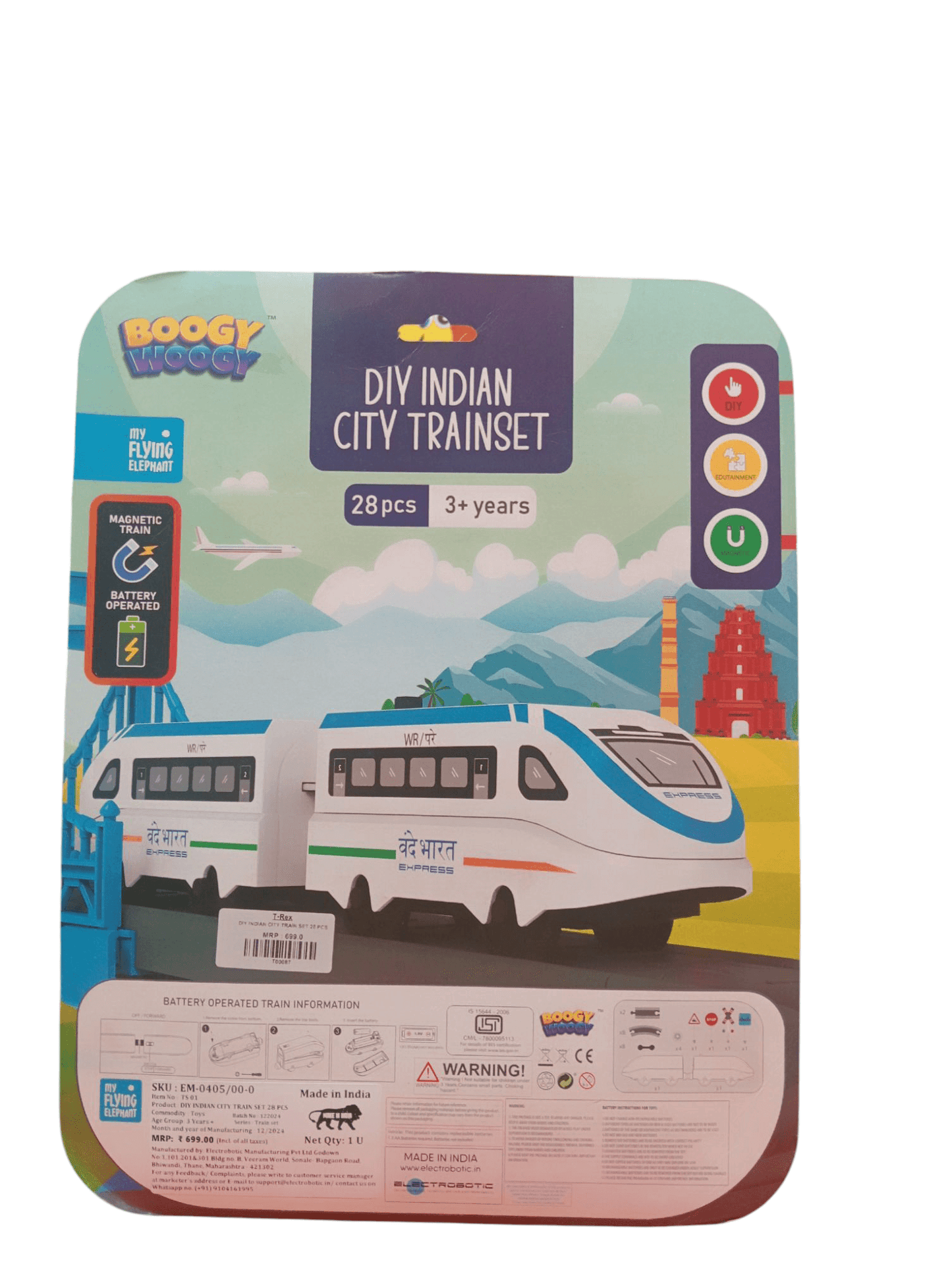 Electrobotic BOOGYWOOGY Indian city train set for kids 28 pieces DIY battery operated toy