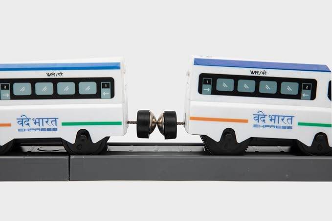 BOOGYWOOGY Indian city train set for kids with detailed white and blue passenger cars on black track