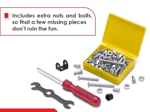 Mechanix Battle Station construction set with extra nuts bolts screwdriver and wrench in yellow box