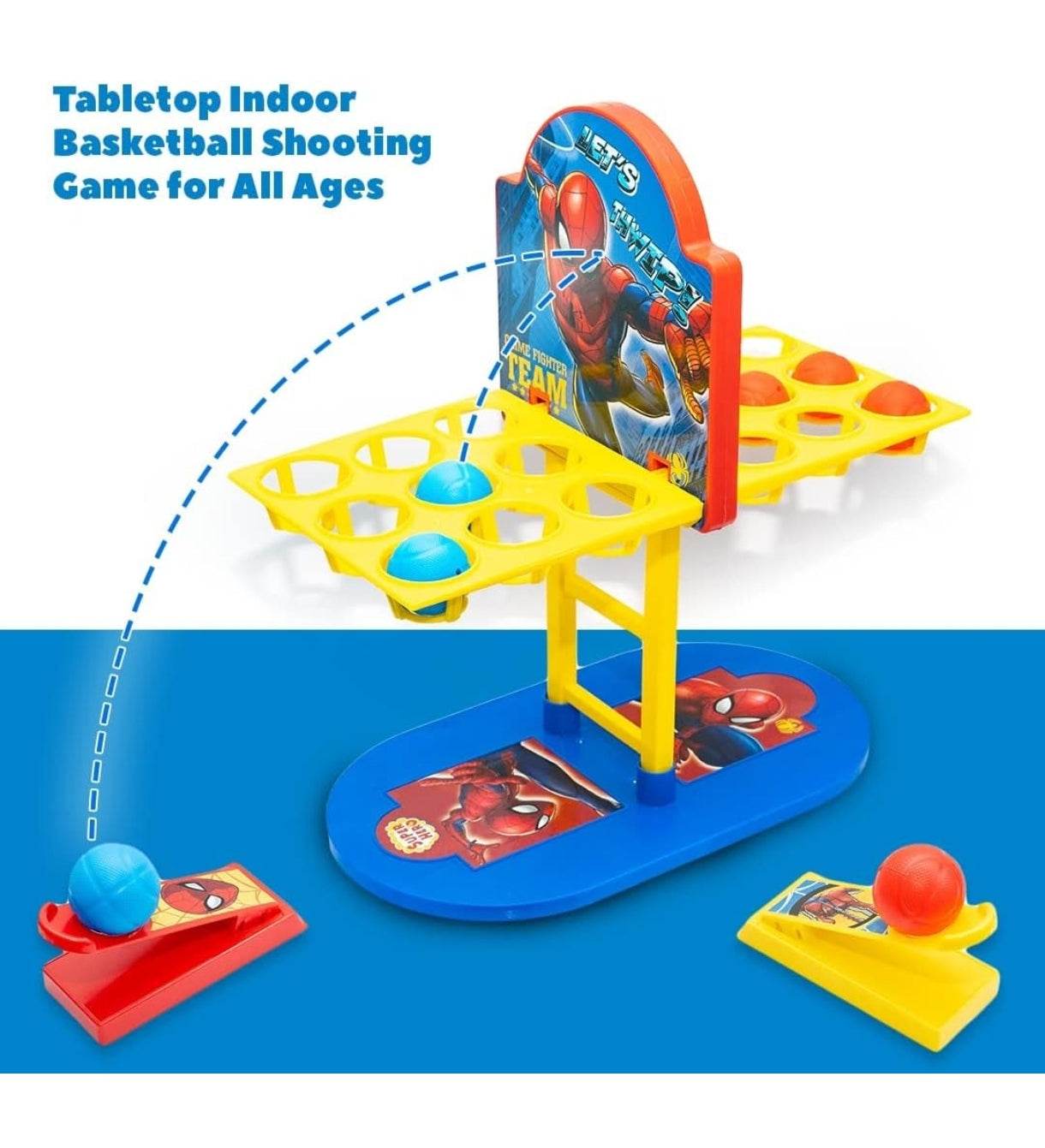 Disney Twin Arcade Basketball game featuring spiderman design with two racks and colorful balls spiderman arcade basketball game